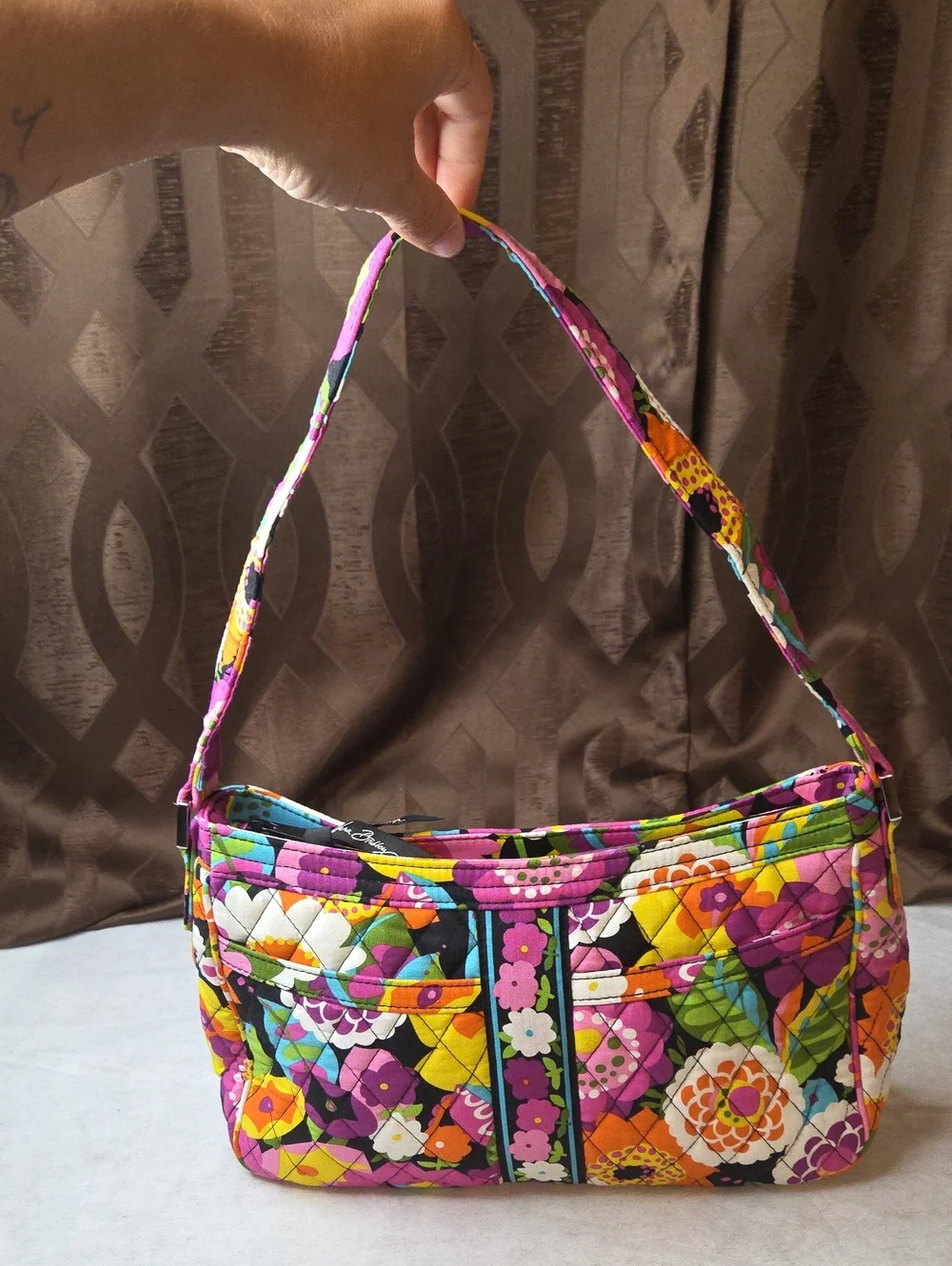 Vera Bradley Quilted Shoulder Bag in Purple, Pink, Yellow, Green, Blue